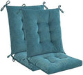 Outdoor Patio Cushion, Rocking Chair Cushion, Tufted Pads, Set of Upper and Lower with Ties Pack of 2 (2 Sets) - Back 20"×17", Seat 17"×17" (Blue) by Makimoo