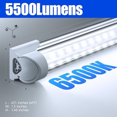Barrina T8 LED Shop Lights 4FT, 40W 5500LM 6500K, High Output Tube, 6 Packs - Image 5