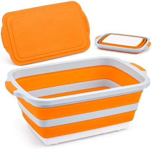 BBQ Prep Tub, 30L Orange XX-Large Grill Prep Station for Cooking by CompanionforOutdoorsHome