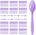 Purple Plastic Spoons Heavy Duty, Disposable Party Supplies 104 PCS by FUEVING