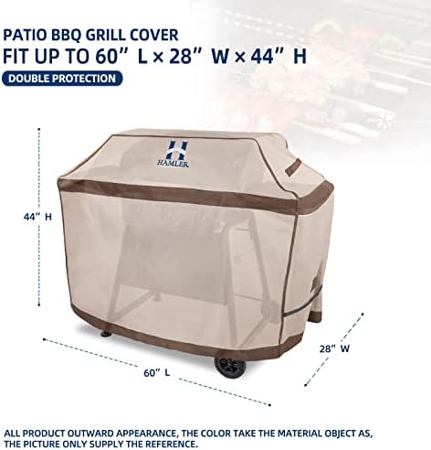 HAMLER Grill Cover 60 Inch, Heavy Duty Waterproof BBQ Covers, Gas Grill Covers Fits Weber Spirit, Weber Genesis, Char-Broil, Nexgrill, Brinkmann, Brown & Beige - Image 3