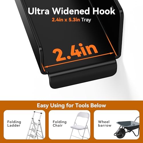 niffgaff Ladder Hooks for Garage Wall, 1 Pack Heavy Duty Wall Mount Storage Hanger for Ladders, Chairs & Patio Furniture, Fits Step & Extension Ladders, Garage Organization - Image 5