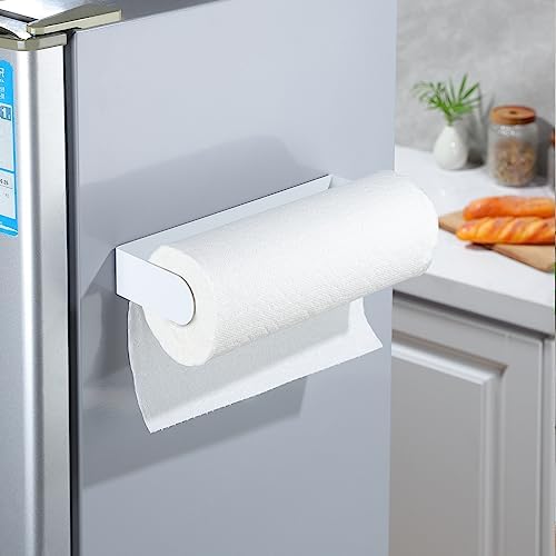 DELITON Magnetic Paper Towel Holder - Multifunctional White Paper Towel Rack with Strong Magnetic Fit Most Size Paper Towels for Refrigerator, Rv, Garage, BBQ - Image 2