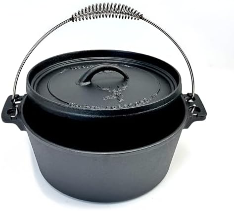 9 Quart Cast Iron Dutch Oven Pre-Seasoned Camp Pot with 10 inch Black Steel Lid Lifter and Polyester Carrybag - Image 3