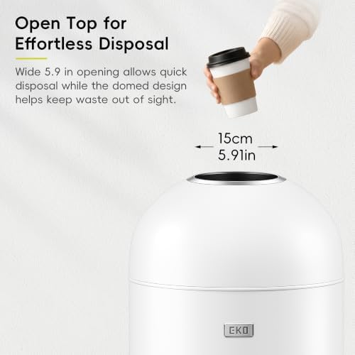 EKO 15 Gallon Commercial Open Top Trash Can with Steel Liner, White - Image 6