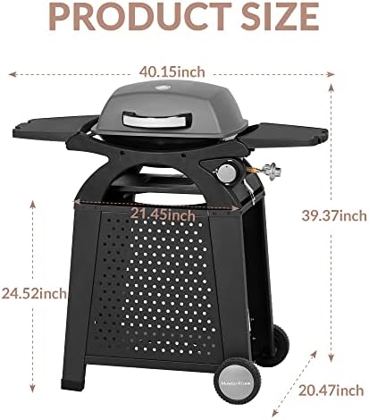 MASTER COOK Single Burner Propane Gas Grill, 11,500 BTU Portable Tabletop Barbecue Grill with Cart for Patio, Camping, Travel - Image 3