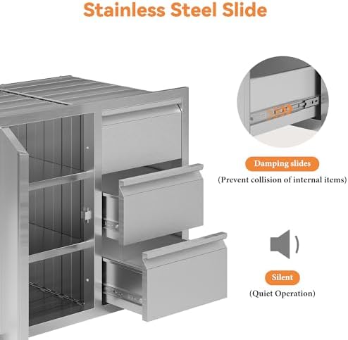 Jocisland 28-Inch Stainless Steel Outdoor Kitchen Drawer Cabinet - Image 4