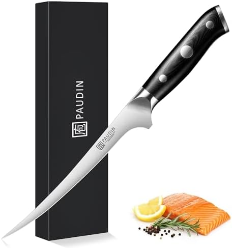 PAUDIN Fillet Knife, 7" Flexible Boning Knives with G10 Handle, Dishwasher Safe High Carbon German Steel Fish Knife for Meat Trimming, Deboning & Skinning,Professional Holiday BBQ Cooking Gift for Men by PAUDIN