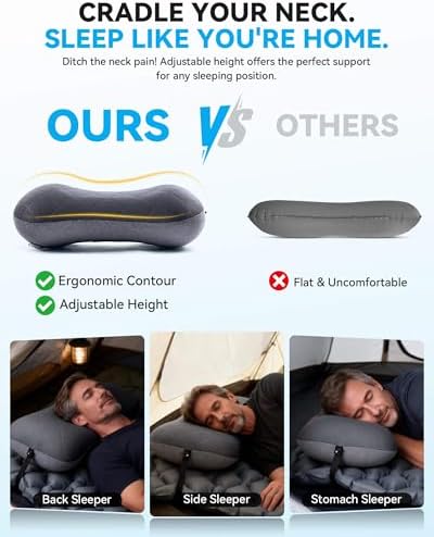 Hikenture Camping Pillow with Removable Cover, Ultralight Inflatable Pillow - Image 2
