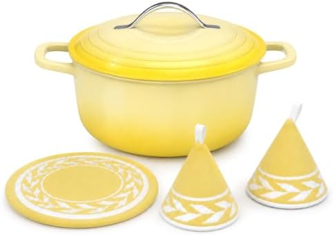 Winado 5 Qt Enameled Cast Iron Dutch Oven Pot with Lid, Yellow Ombre by Winado