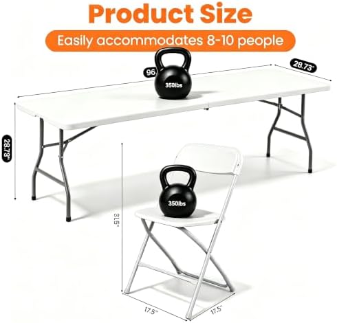 Portable 7-Piece 8 Feet Folding Table and Chairs Set for 6-Person - Image 3