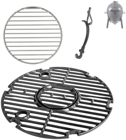 Round Grill Grate & Firegrate for Char Griller Akorn Jr. Portable Kamado Ceramic Grill, Grill Parts for Char-Griller E86714, E6714, Replacement Parts for Chargriller Akorn Jr. Parts 6614 by BBQration