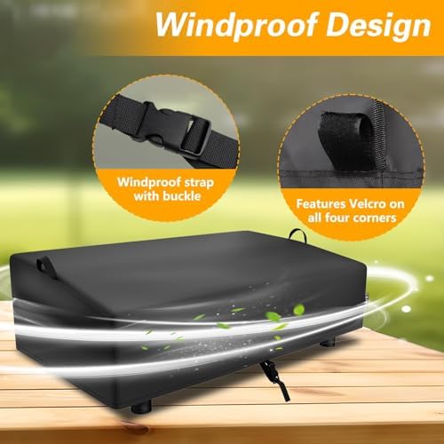 EVRBUL 600D Table Top Grill Cover Compatible with Royal Gourmet GD4002T 4-Burner Tailgater Grill, Waterproof Heavy Duty Portable Griddle Cover 38"×21"×10", Windproof Tabletop BBQ Grill Cover - Image 6