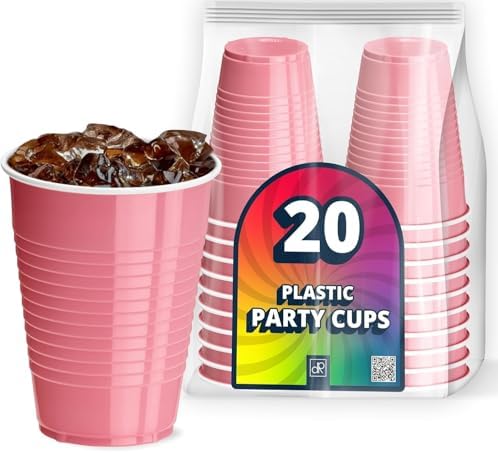 DecorRack Party Cups 12 oz Disposable Plastic Cups for Birthday Party Bachelorette Camping Indoor Outdoor Events Beverage Drinking Cups by DecorRack