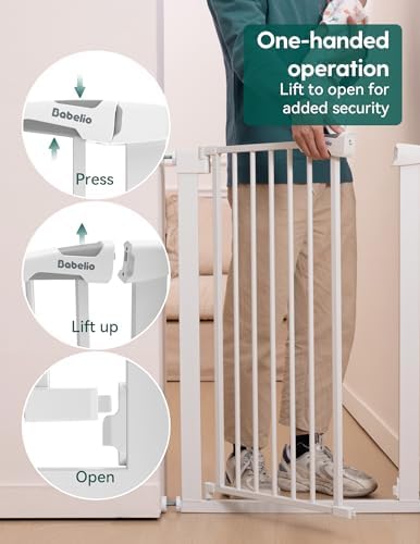 Bebelio 26–28.5" Narrow Baby Gate, 36" Tall, PressGuard P7, White - Image 4