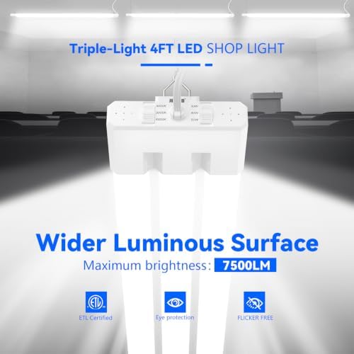 JESLED LED Shop Lights 4FT, 3CCT Selectable 50W 7500LM, Linkable, ETL - Image 2