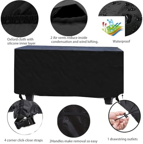 Outdoor Prep Table Cover 51''L x 25''W x 31''H,Heavy Duty Waterproof 600D Furniture Cover for Stainless Steel Food Table,Cart Prep Table,Coffee Table,BBQ Grill Table,Dining Table Office Desk - Image 4