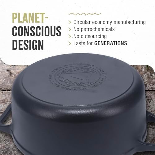 Victoria 6-Quart Cast Iron Dutch Oven with Lid and Dual Loop Handles, Seasoned with Flaxseed Oil, Made in Colombia,Black - Image 5
