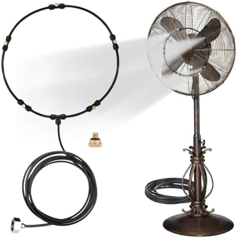 Outdoor Misting Fan Kit for a Cool Patio Breeze,Water Mister Spray for Cooling Outdoor,19.36FT (5.9M) Misting Line + 5 Brass Mist Nozzles + a Brass Adapter(3/4) Fit to Any Outdoor Fan by LANDGARDEN