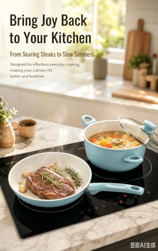 13-Piece Non Stick Pots and Pans Set,Cooking Pan Set,Maifan Stone Coating - Image 6