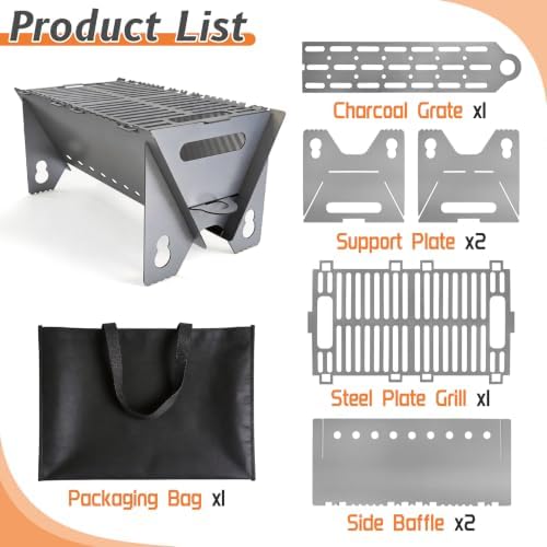 Portable charcoal Grill,Foldable Heavy Duty Camping,Non-Toxic - Image 6