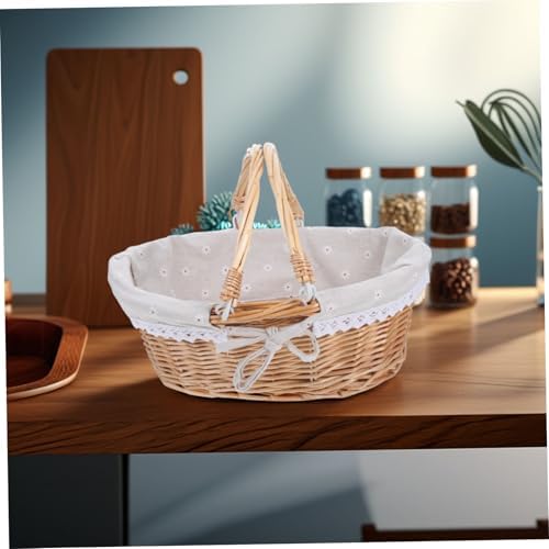 Wicker Storage Basket with Handles for Home Kitchen Organizing Xmas - Image 4