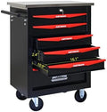 6-Drawer Heavy-Duty Rolling Steel Tool Cart with Handle&Wheels, Metal Storage Organizer Cabinet, Tool Chest for Efficient Tool Storage in Garage, Warehouse, Workshop, Repair Shop, Black&RED by Unknown