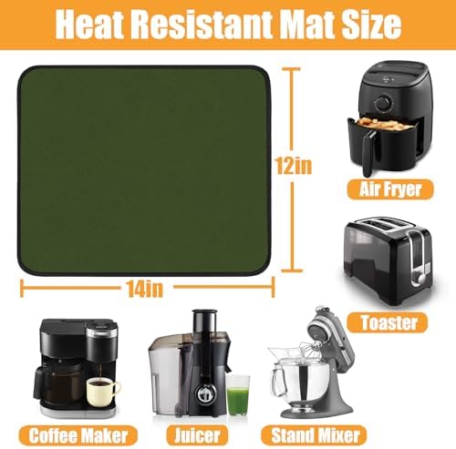 TOHONFOO Heat Resistant Mats for Countertop & Air Fryer, 14x12 in, Green - Image 2