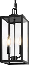 BesLowe 15” Large Outdoor Pendant Light, 2-Light Hanging Lantern, Black by BringYourBrightFuture