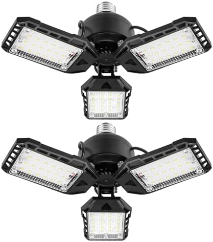 Aoretic LED Garage Lights 2 Pack -80W, 8000LM 6500K Led Shop Light with 3 Deformable Panels, Basement Barn Light Garage Ceiling Lights, E26 for Garage, Warehouse, Shop, Basement by Aoretic