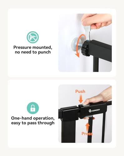 COMOMY 42" Extra Tall Baby Gate for Stairs, Fits 29.5" to 43.3" Openings - Image 5