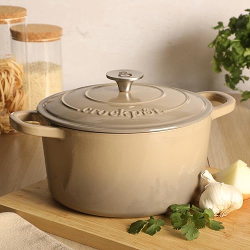 Crock-Pot Artisan 5-Quart Enameled Cast Iron Dutch Oven Pot with Lid, Round, Gradient Taupe, Oven Safe Cookware - Image 3