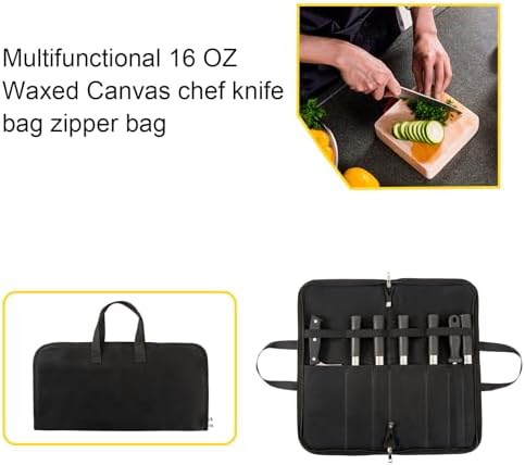 7 Slots Cutlery Chefs Knife Roll Bag Storage Case Men Travel Black - Image 4
