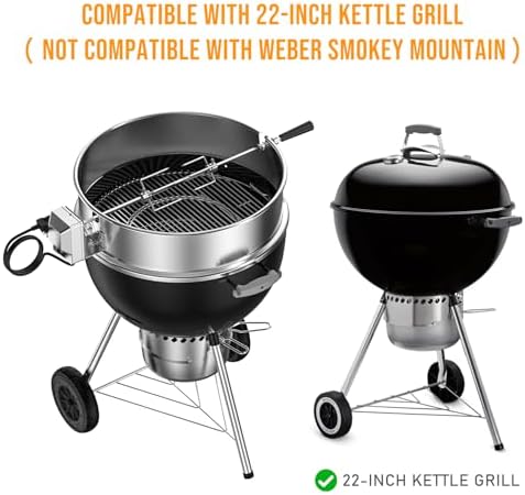 Charkettle Stainless Steel Rotisserie Ring Kit and Stainless Steel Flat Spit Rotisserie Grill Basket - Image 2