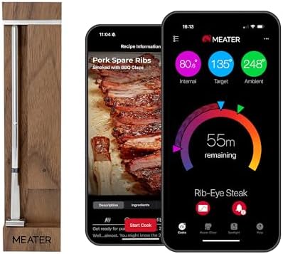 MEATER Pro Smart Meat Thermometer, Walnut, Bluetooth, 1000°F, Long Range by Unknown