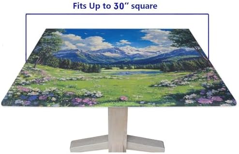 Square Tablecloth Fitted, Mountain Majesty Pattern Printed on Polyester Table Cover for Outdoor Table, Ideal for Weddings Birthdays Events, Fit for 30" x 30" Square Tables - Image 5