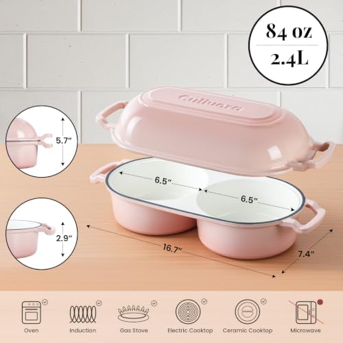 Cast Iron Double Dutch Oven, Mini Enamel Sourdough Bread Pan with Lid, Pink - Image 3