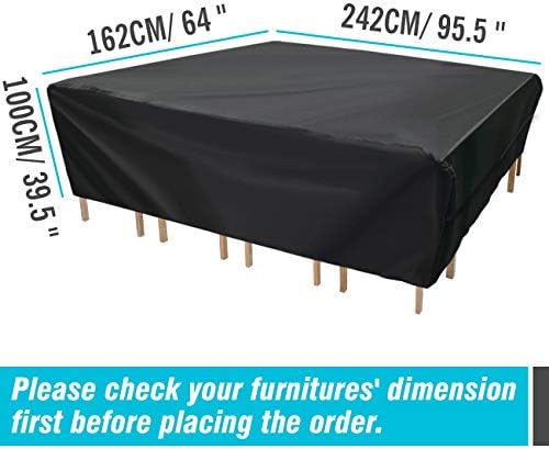 Velway Patio Furniture Cover Outdoor, Waterproof Rectangular Patio Table Chair Sofa Set Cover, 95”Lx64”Wx40”H, All Weather Oxford Tear-Resistant Material with Zipper Carrying Bag Windproof Buckles - Image 3