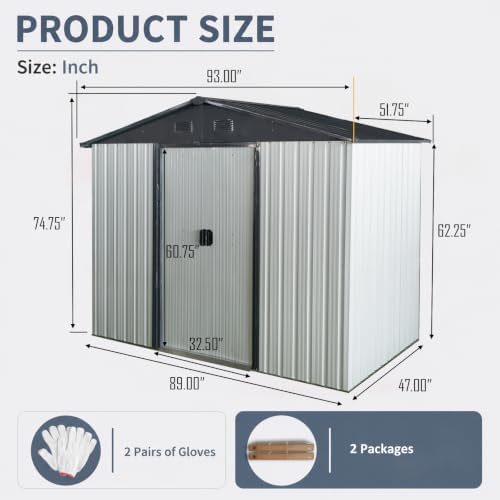 8X4 FT Outdoor Metal Storage with Lockable Sliding Doors - Image 4