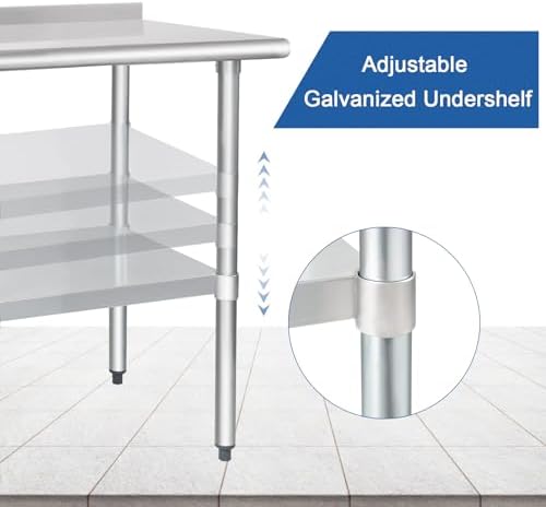 HARDURA Stainless Steel Commercial Table with Backsplash 24 x 24 Inches - Image 3