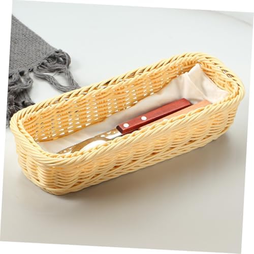 Woven Storage Basket 3 Piece Set PP Rectangular Beige Rustic - Image 4