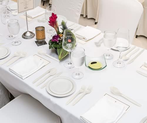 250 Piece (50 Sets) Biodegradable Paper Plates Set (EXTRA LONG UTENSILS), Disposable Dinnerware Set, Eco Friendly Compostable Plates & Utensil include Plates, Bowls, Forks, Knives and Spoons - Image 6