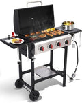 4 Burner Propane Gas Grill, Portable BBQ Grill with Cast Iron Grate & Griddle Pan, Folding Side Table for Camping Backyard, 40000 BTU Easy-Clean Outdoor Cooking by Unknown