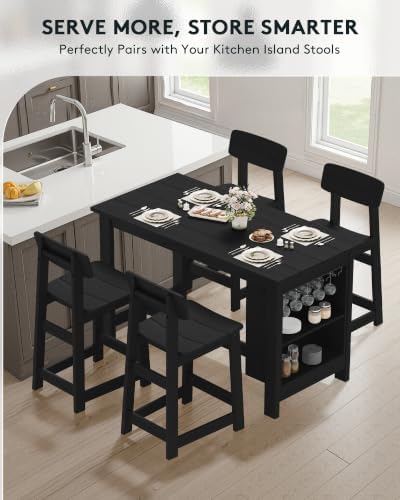 SERWALL 10-Piece Outdoor HDPE Counter-Height Bar Dining Set for 8, Black - Image 6