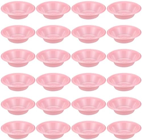 24 Pack 16oz Pink Disposable Plastic Bowls Dessert, Ice Cream, Salad, Soup Serving Cups for Party, Picnic, Food Snacks (Pink) by Unknown