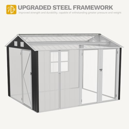 DWVO 10x8ft Outdoor Storage Shed with Window & 3 Lockable Doors - Image 7