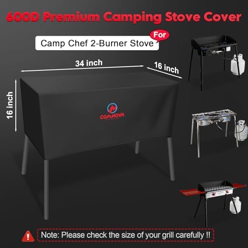 Comnova Grill Cover for Camp Chef 2 Burner Stoves - 600D Outdoor Camping Stove Cover Heavy Duty & Waterproof, 2-Burner Griddle Covers for Camp Chef Explorer EX60LW, EX60P, EX280LW, YK60LW and More - Image 2