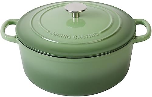 EDGING CASTING Enameled Dutch Ovens Cast Iron Dutch Oven Pot with Lid for Bread Baking, Cook, Dual Handle, 7 Quart, Pistachio Green by EDGINGCOOKWARE