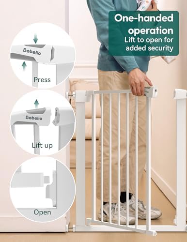 Bebelio 26–28.5" Narrow Baby Gate, No Driiling, PressGuard P7, White - Image 6