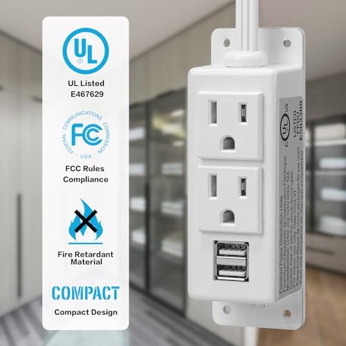 Gun Safe Power Outlet Kit, Briidea Gun Safe Accessory Electrical Outlet with USB for Interior Dehumidifiers and Lights, White - Image 2